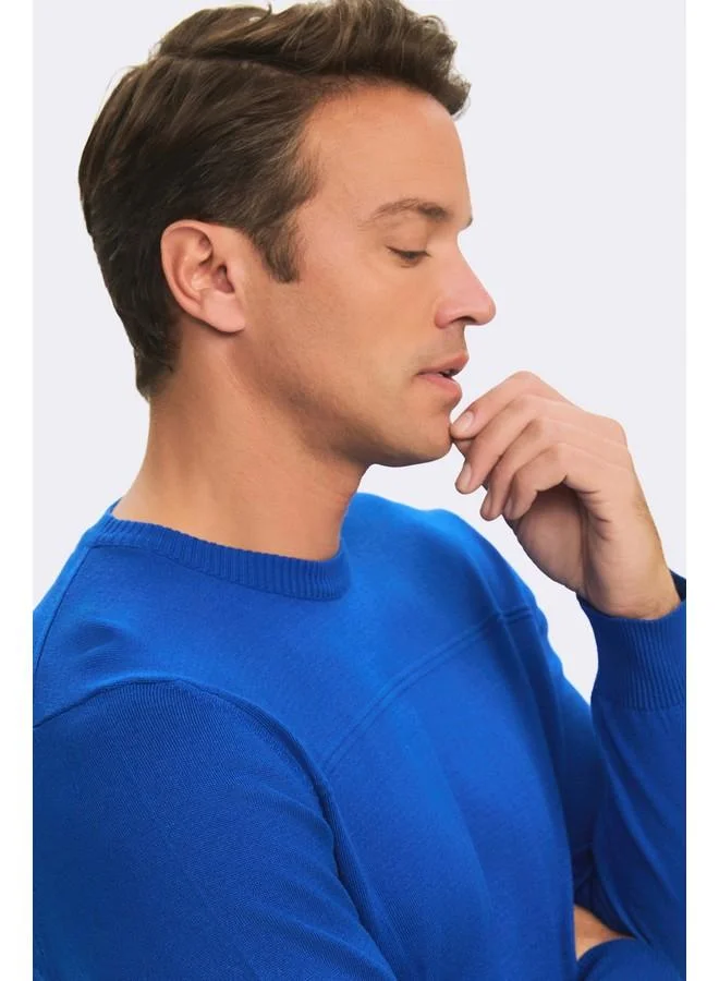 JUNE June Men Regular Fit Crew Neck Knitwear Sweater Dark Blue
