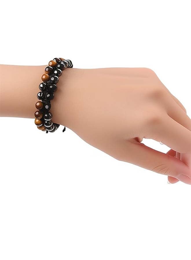 Yongyi Mens Natural Hematite Black Obsidian Tiger Eye Crystal Stone Bracelet Lava Rock Beads Anxiety Bracelets,Round Gemstone Healing Crystals Bracelet for Men Women Good Luck - Image 4