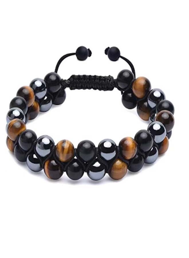 Yongyi Mens Natural Hematite Black Obsidian Tiger Eye Crystal Stone Bracelet Lava Rock Beads Anxiety Bracelets,Round Gemstone Healing Crystals Bracelet for Men Women Good Luck - Image 1