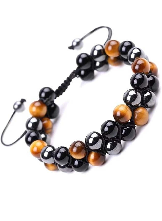 Yongyi Mens Natural Hematite Black Obsidian Tiger Eye Crystal Stone Bracelet Lava Rock Beads Anxiety Bracelets,Round Gemstone Healing Crystals Bracelet for Men Women Good Luck - Image 5