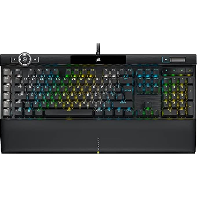 rayihni لوحة مفاتيح الألعاب الضوئية الميكانيكية K100 RGB (مفاتيح OPX: فائقة السرعة وخطية، مسند كف من الجلد الصناعي، مفاتيح PBT مزدوجة الطباعة، تكامل مع Elgato Stream Deck) QWERTY، أسود - Image 1