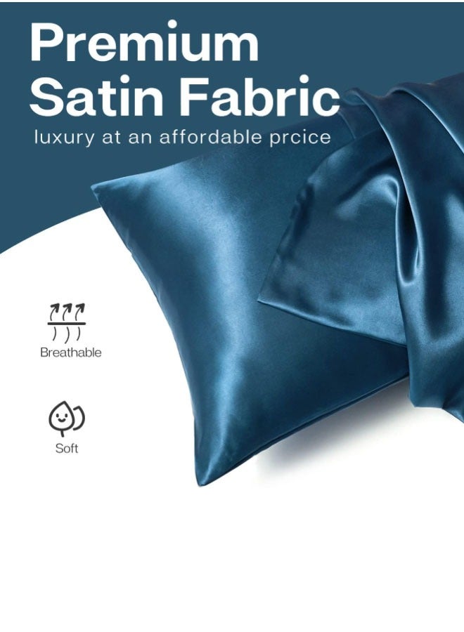 ZCM-HAPPY Pack of 2 Skin-Friendly Silk Satin Pillowcases with Envelope Design, Smooth Pillowcase Hair-Friendly Pillowcase Luxurious Satin Pillow Covers For Better Sleep Anti-wrinkle Pillowcases for Sensitive Skin  - Image 3