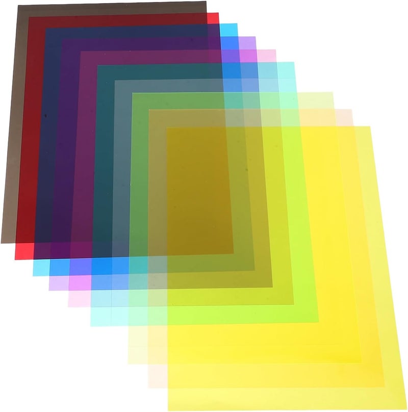 DINHEAROM A4 Colored Cellophane Sheets 10pcs Pvc Craft Film Light Filters for DIY Wrapping, Party Decorations, and Craft Projects - Image 1