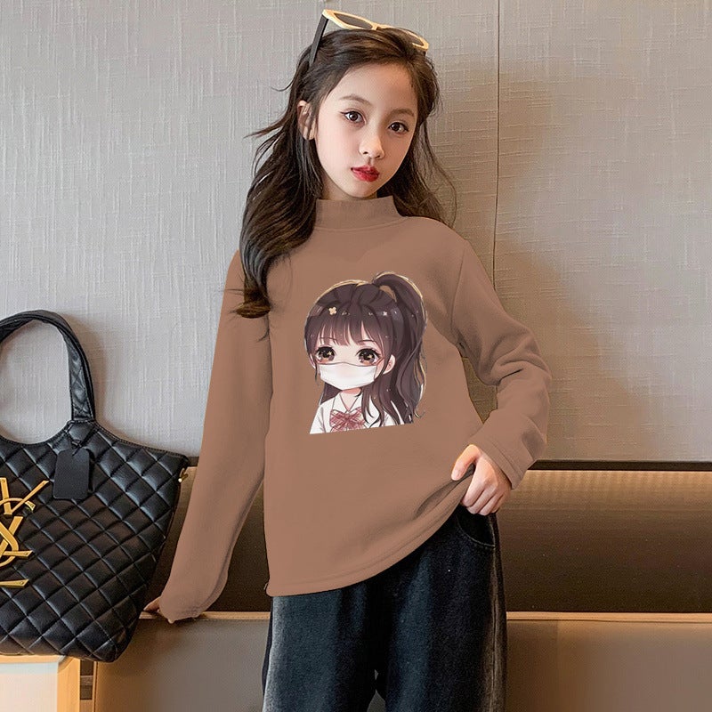 Y2367# Girls De Velvet Long Sleeve T-Shirt Autumn New Cuhk Children'S Foreign Style De Velvet Children'S Comfortable Joker T-Shirt Tide - Image 1