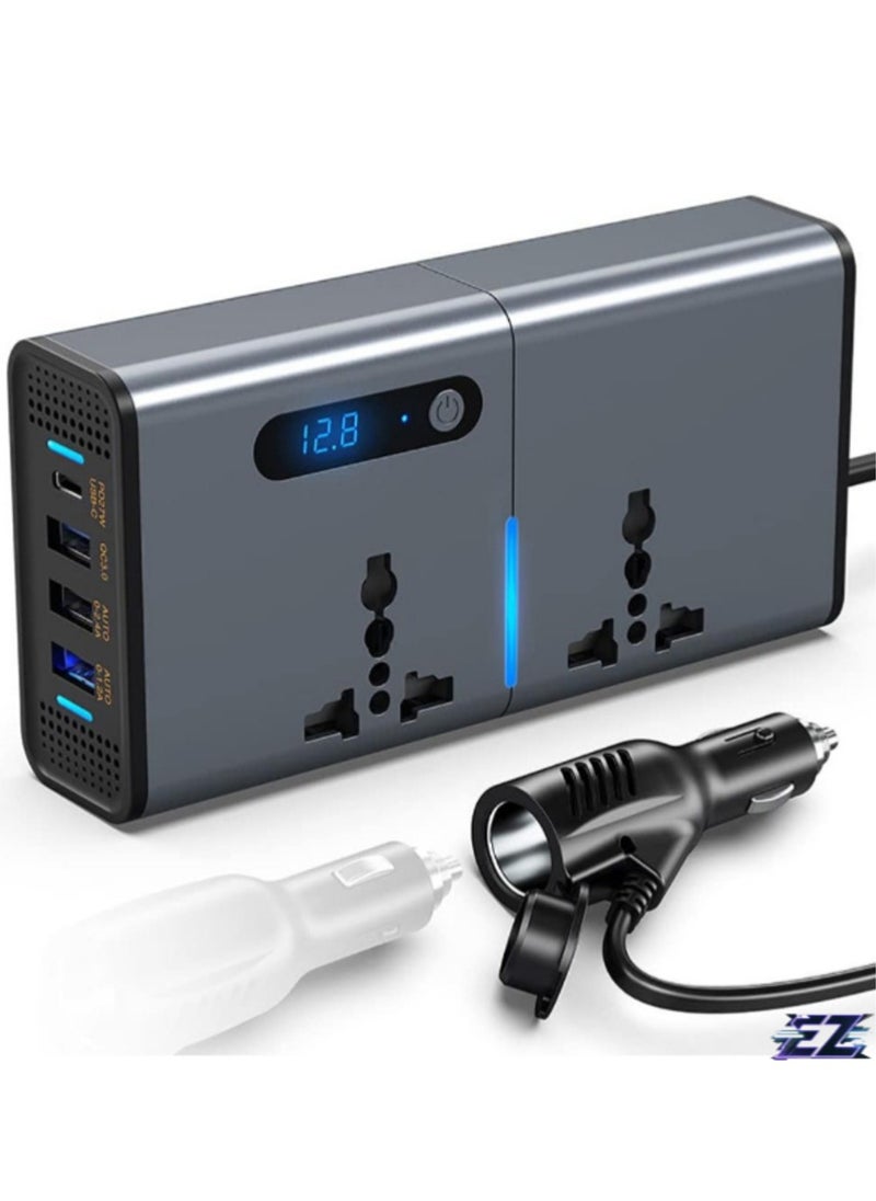 ELTRAZONE "200W Car Power Inverter: 12/24V to 220V AC with USB & Type-C Ports"  - Image 1