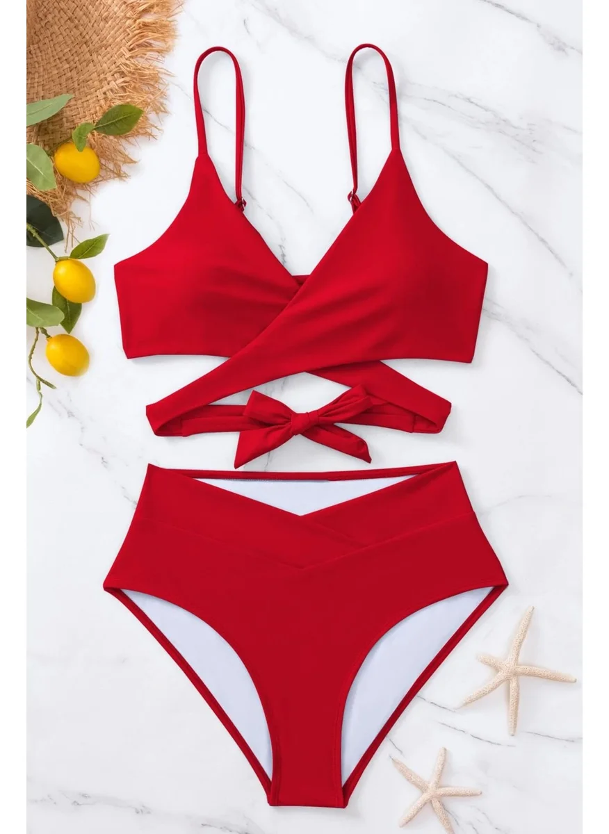 Angelsin Stylish Waist Belt Detail Bikini Top