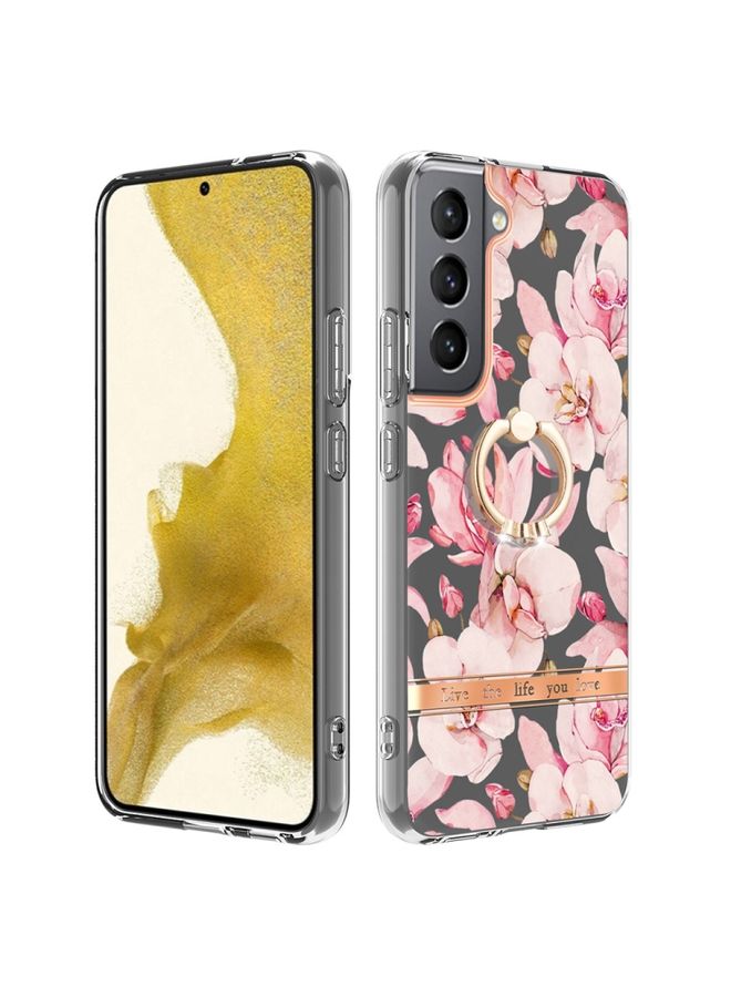 BGM Case Cover For Samsung Galaxy S23 5G Flowers and Plants Series IMD TPU Phone Case with Ring Holder Pink Gardenia