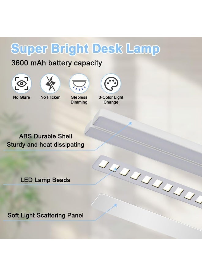 Multi-angle LED desk lamp with digital display and pen holder – rechargeable lithium battery, 3-color lighting with gradual dimming - Image 4