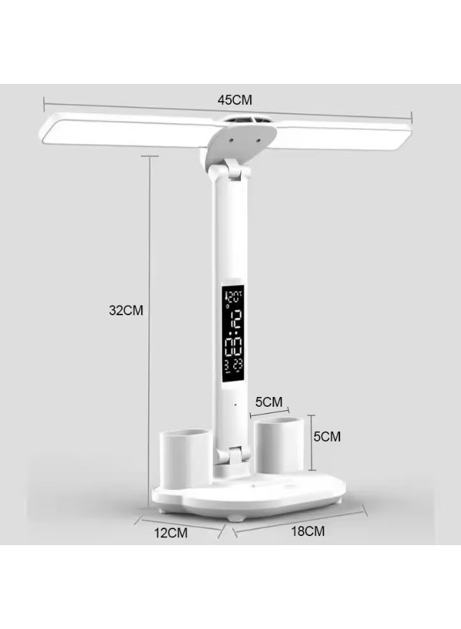 Multi-angle LED desk lamp with digital display and pen holder – rechargeable lithium battery, 3-color lighting with gradual dimming - Image 5