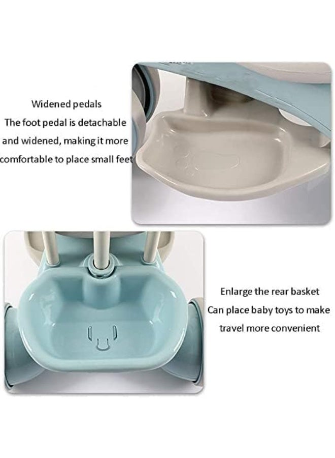 4 in 1 Kids Tricycle, Baby Tricycle with ABS Foot Pedals, Storage Bag, Sponge Guardrail and Shock-Absorbing Wheels for 1-6 Years Old - Image 5
