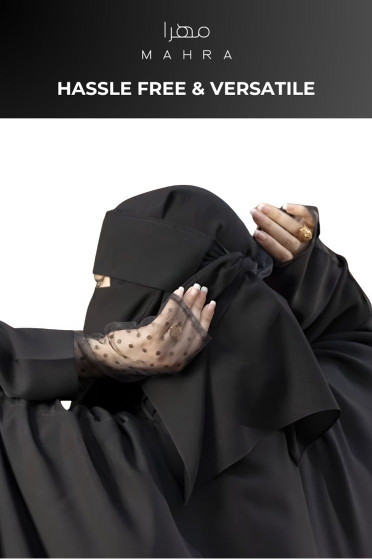 MAHRA CO. Saudi Niqab | Black Chiffon Polyester | Lightweight & Comfortable | Superior Quality | Ideal for Special Events & Daily Use | Easy to Clean | 12 x 15 Inches - Image 4