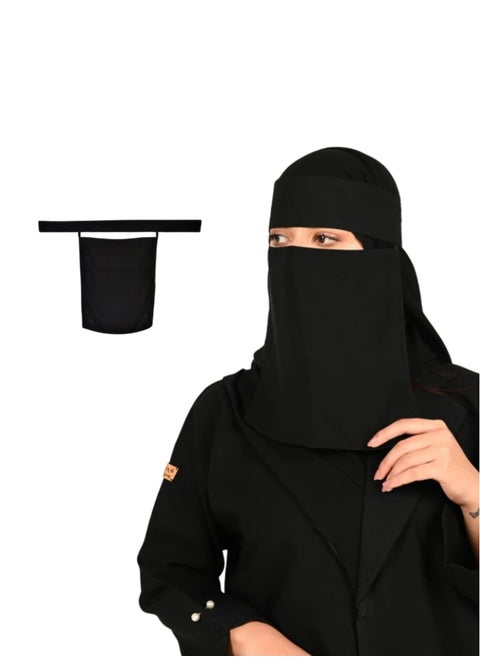 Saudi Niqab | Black Chiffon Polyester | Lightweight & Comfortable | Superior Quality | Ideal for Special Events & Daily Use | Easy to Clean | 12 x 15 Inches