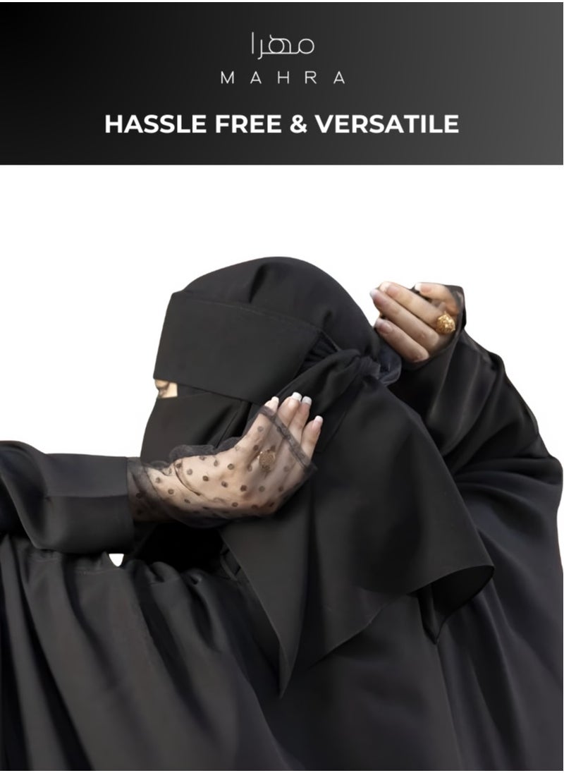 Generic - Saudi Niqab | Black Chiffon Polyester | Lightweight & Comfortable | Superior Quality | Ideal for Special Events & Daily Use | Easy to Clean | 12 x 15 Inches - Image 1
