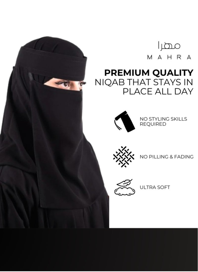 Generic - Saudi Niqab | Black Chiffon Polyester | Lightweight & Comfortable | Superior Quality | Ideal for Special Events & Daily Use | Easy to Clean | 12 x 15 Inches - Image 1