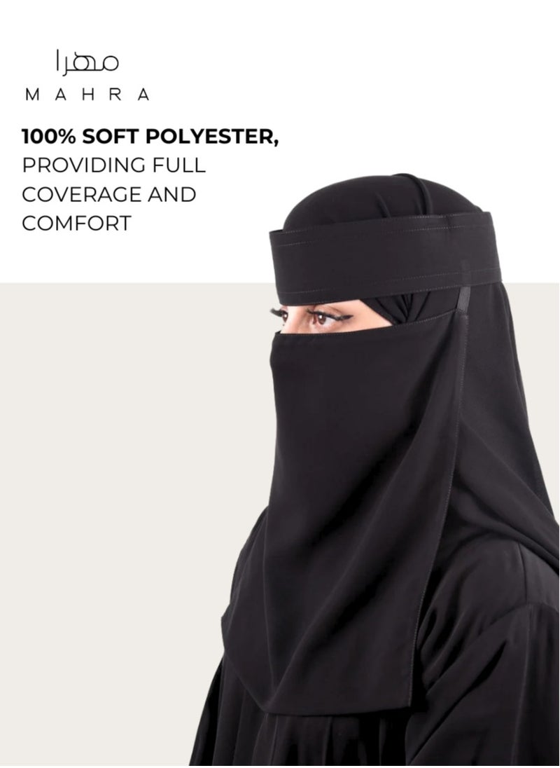 Generic - Saudi Niqab | Black Chiffon Polyester | Lightweight & Comfortable | Superior Quality | Ideal for Special Events & Daily Use | Easy to Clean | 12 x 15 Inches - Image 1