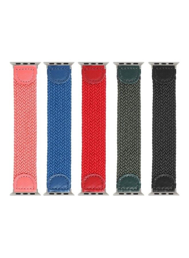 NIBEMINENT - Nylon With Leather Braided Watchband For Apple Watch Series 7/6/5/4/3/2/1/SE 41/40/38mm Red - Image 1