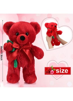 Civaner Christmas Plush Stuffed Animal Bear Gift With Rose Funny Cute Stuffed Animal Plush Gifts For Kids Toddler Girlfriend Xmas Valentine'S Day,11.8 Inches(Red)  - Image 3