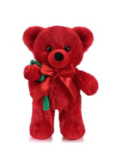Civaner Christmas Plush Stuffed Animal Bear Gift With Rose Funny Cute Stuffed Animal Plush Gifts For Kids Toddler Girlfriend Xmas Valentine'S Day,11.8 Inches(Red)  - Image 1