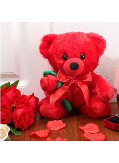 Civaner Christmas Plush Stuffed Animal Bear Gift With Rose Funny Cute Stuffed Animal Plush Gifts For Kids Toddler Girlfriend Xmas Valentine'S Day,11.8 Inches(Red)  - Image 2