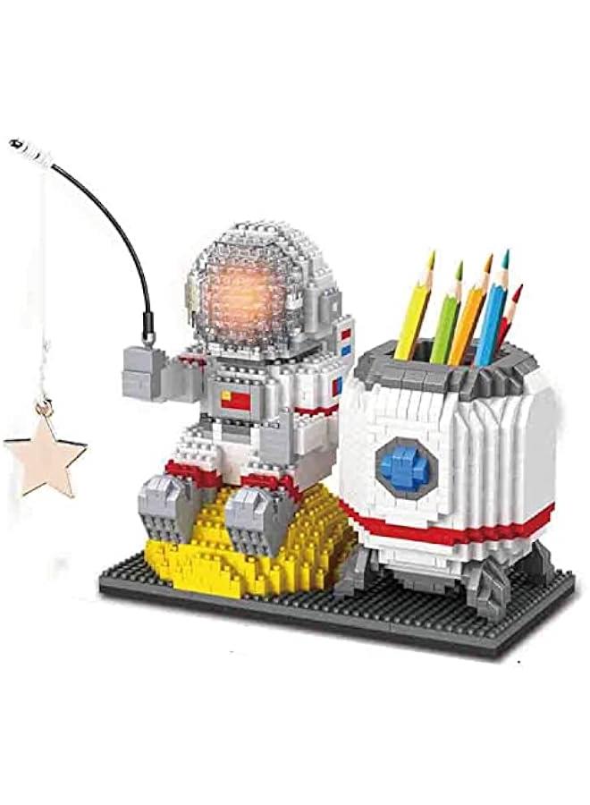Astronaut Pen Holder Desktop Cute Micro Construction Toy Set Astronaut Mini Bricks for Adults and Children 6-15 Years atible with LED Lighting Kit  - Image 1