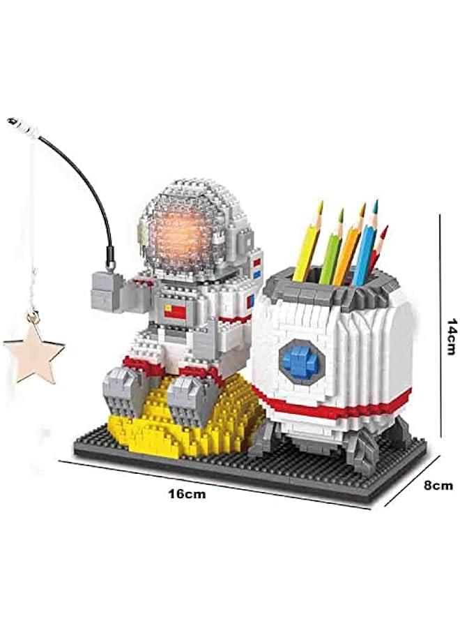 Astronaut Pen Holder Desktop Cute Micro Construction Toy Set Astronaut Mini Bricks for Adults and Children 6-15 Years atible with LED Lighting Kit  - Image 2
