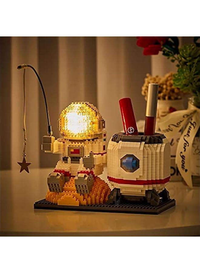Astronaut Pen Holder Desktop Cute Micro Construction Toy Set Astronaut Mini Bricks for Adults and Children 6-15 Years atible with LED Lighting Kit  - Image 3