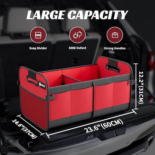 Sposuit Trunk Organizer for Car - 70L Collapsible Car Storage with 11 Pockets & Reinforced Handles, SUV Trunk Organizers for Grocery Cargo - Image 2