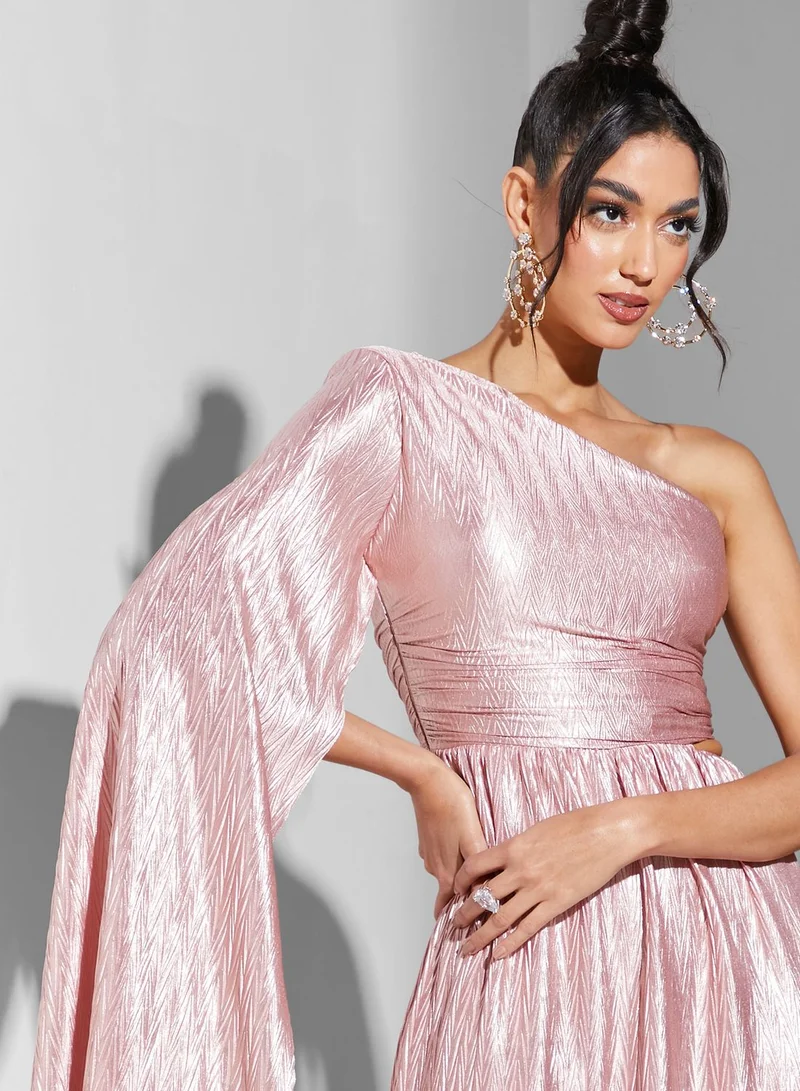 Namshi X Hadia Ghaleb One-Shoulder Metallic Dress