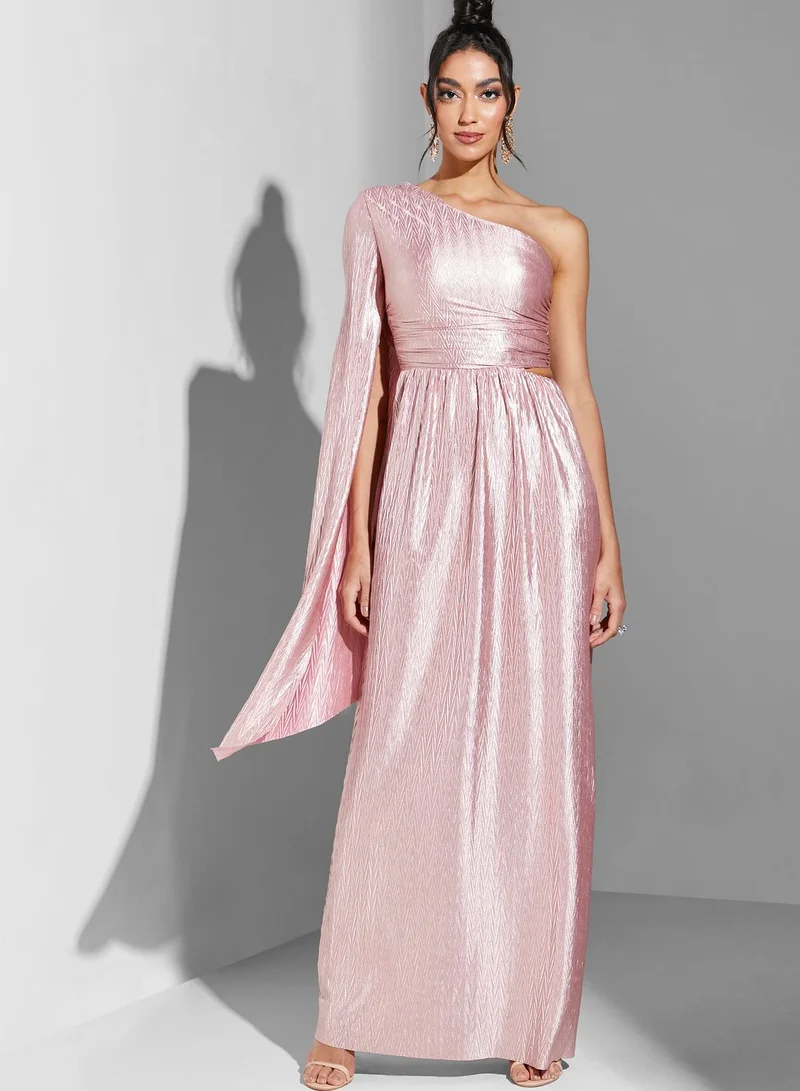 Namshi X Hadia Ghaleb One-Shoulder Metallic Dress