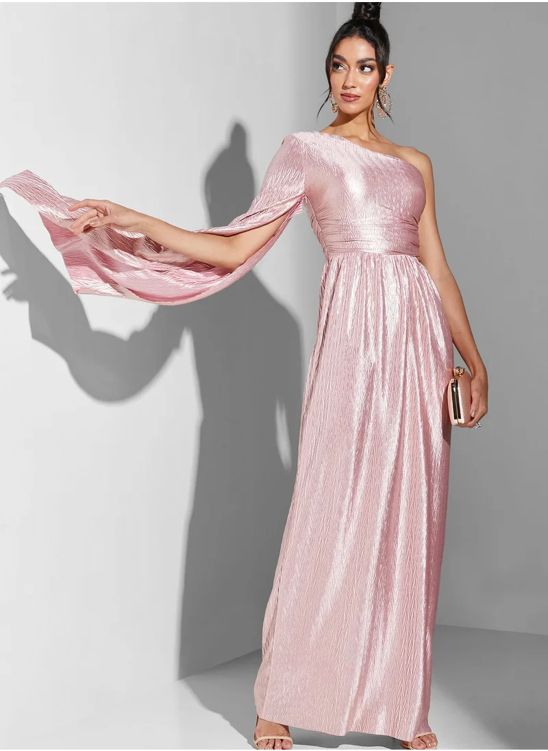 Namshi X Hadia Ghaleb Hadia Ghaleb One Shoulder Slit Sleeve Dress