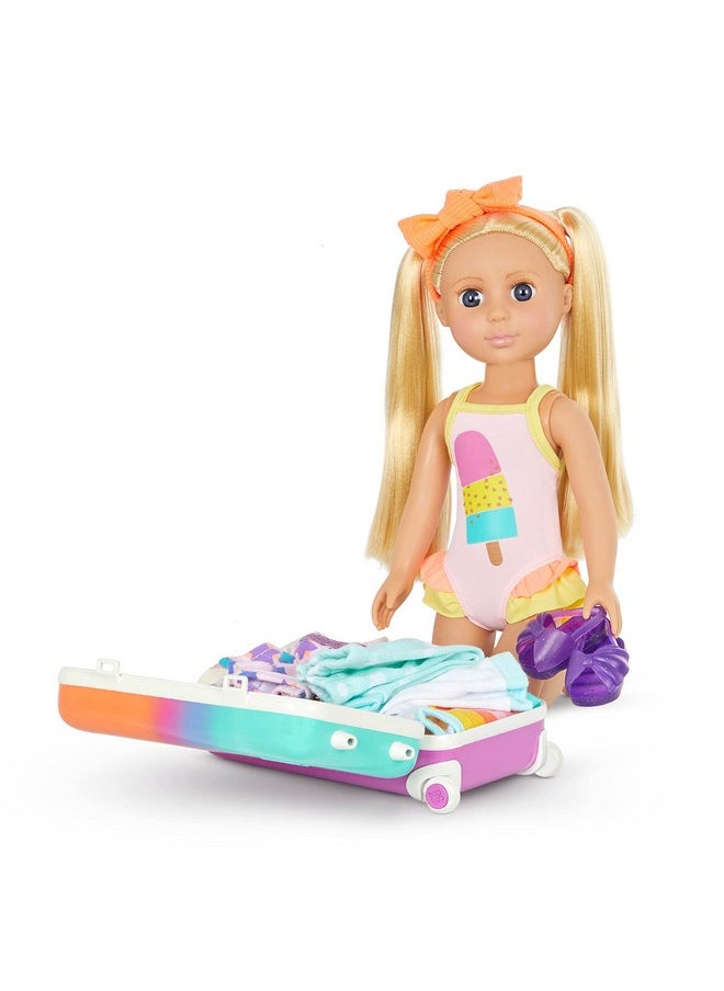 Glitter Girls - Suitcase & Fashion Set Luggage With 3 Mix & Match Outfits & Heart Glasses Rainbow Pajama Swimsuit Starprint Dress 14Inch Doll Clothes & Accessories For Kids Ages 3 And Up - Image 1