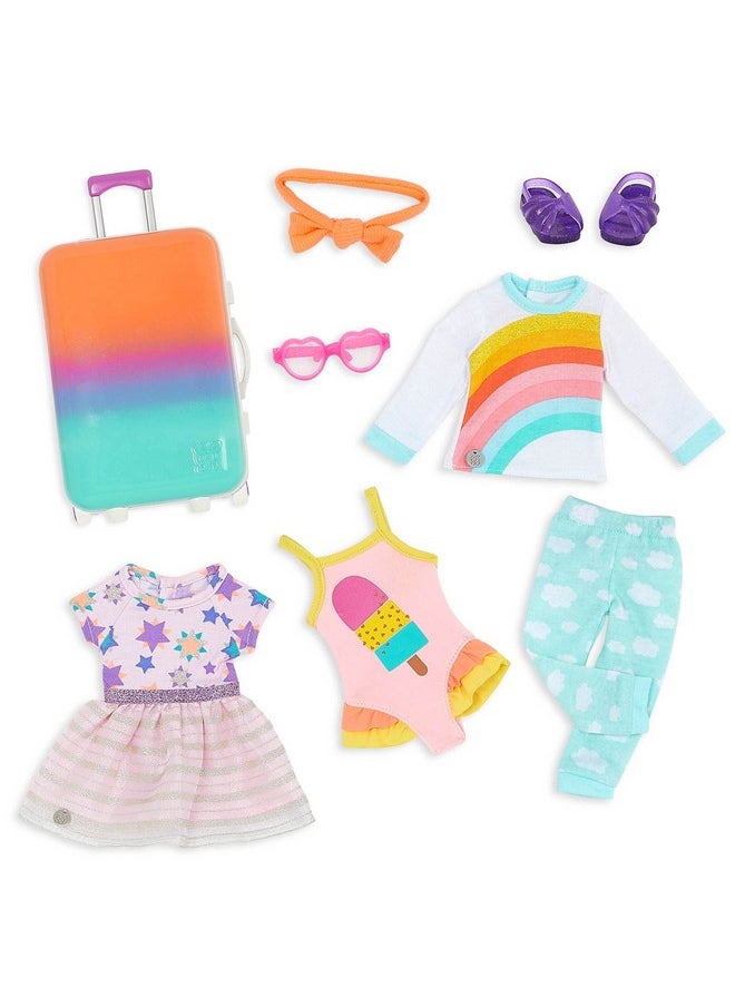 Glitter Girls - Suitcase & Fashion Set Luggage With 3 Mix & Match Outfits & Heart Glasses Rainbow Pajama Swimsuit Starprint Dress 14Inch Doll Clothes & Accessories For Kids Ages 3 And Up - Image 1