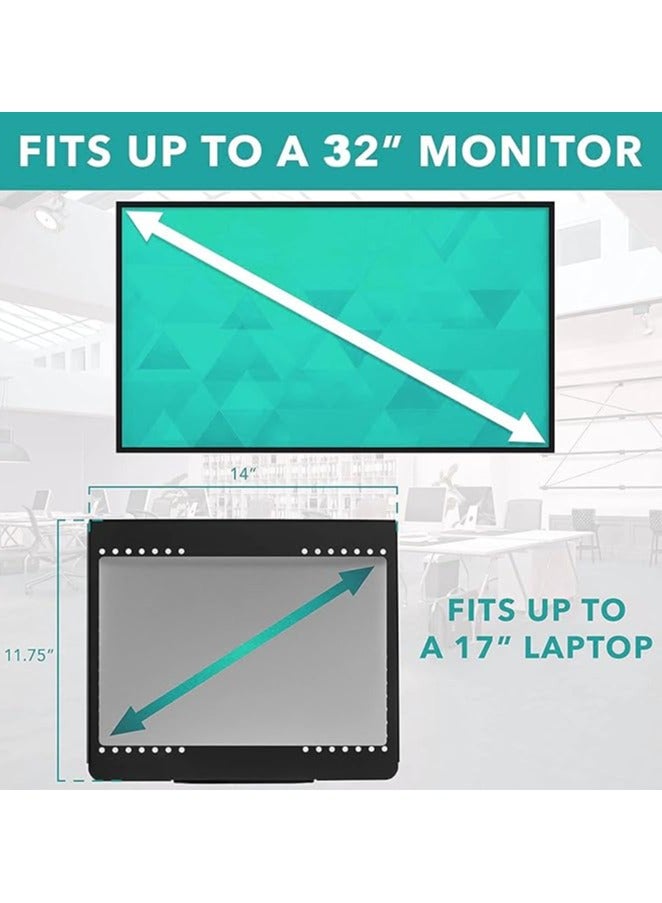 Green Tiger Monitor Stand, Dual Monitor Arm,Laptop Desk Mount,Height&Angle Adjustable,Compatible with 17-32"Monitor&12-17"Notebook/Mackbook,Capacity 19.8lbs,VESA&Laptop Tray,C-Clamp,Aluminum Alloy - Image 4