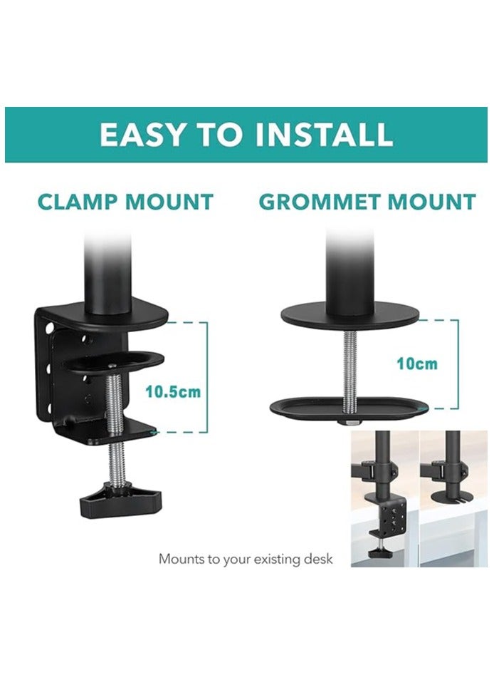Green Tiger Monitor Stand, Dual Monitor Arm,Laptop Desk Mount,Height&Angle Adjustable,Compatible with 17-32"Monitor&12-17"Notebook/Mackbook,Capacity 19.8lbs,VESA&Laptop Tray,C-Clamp,Aluminum Alloy - Image 5