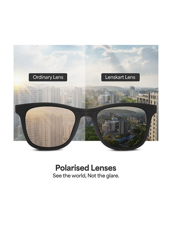 VINCENT CHASE Unisex Mirage Full Rim Wayfarer Frame Polarized & UV Protected Sunglasses VC S11740 - 53mm - Black - Image 5