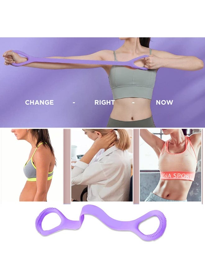 رحام 3 حزم من أشرطة المقاومة الرياضية على شكل الرقم 8، حبال مرنة لتدريب الذراعين والظهر - Pure Barre Workout أشرطة تمارين الصدر والذراعين والكتفين معدات تمارين للعلاج الطبيعي واليوغا والتمدد - Image 3