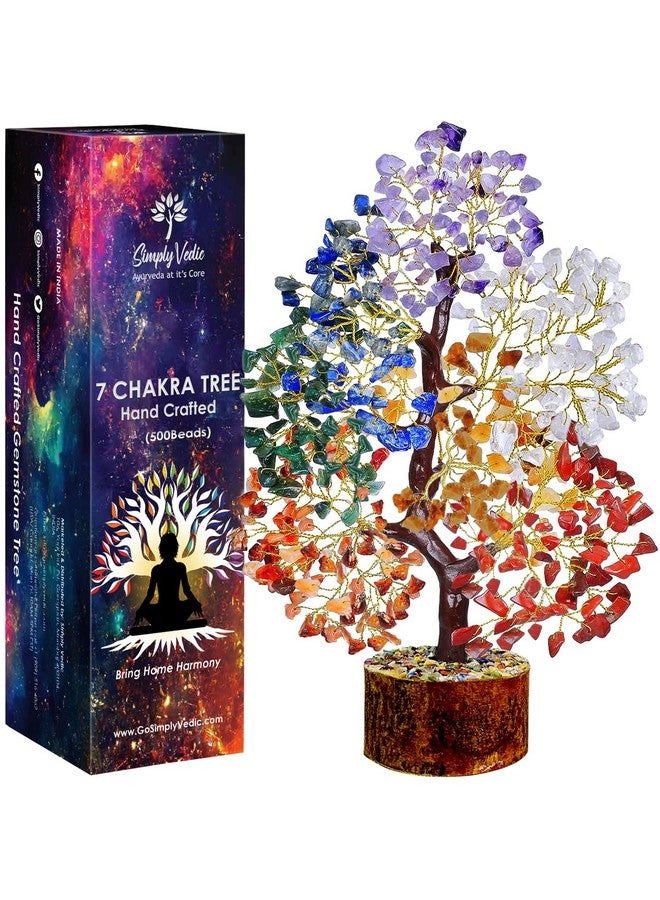 Simply Vedic 7 Chakra Crystal Tree 500 Beads| for Positive Energy, Good Luck, Chakra Activation| Healing Gemstones MoneyTree Feng Shui, Spiritual Gift, Home Decor| Handmade by Traditional Artist - Image 1