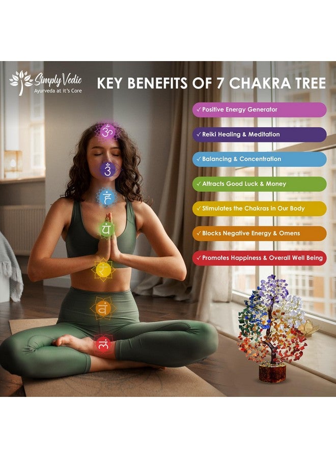 Simply Vedic 7 Chakra Crystal Tree 500 Beads| for Positive Energy, Good Luck, Chakra Activation| Healing Gemstones MoneyTree Feng Shui, Spiritual Gift, Home Decor| Handmade by Traditional Artist - Image 4