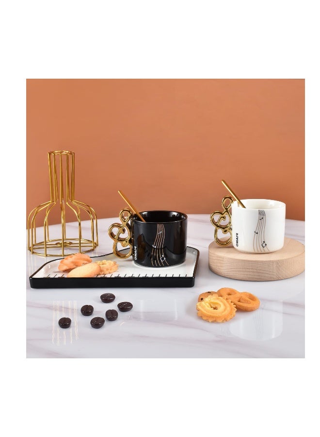 Cute Piano Shaped Ceramic Coffee Mug and Saucer Set with Spoon, 6.5 oz for Office and Home, Perfect for Tea and Latte, Elegant White Design - Image 3