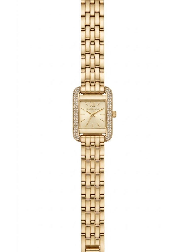 Michael Women's Emery Square Analog Watch - Gold Tone with Crystal Pavé Bezel, Gold Dial