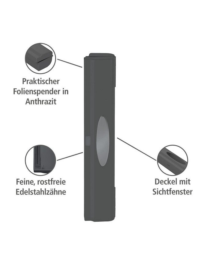 Wenko Plastic Wrap Dispenser With Cutter Cling Film Holder Refillable Aluminum Foil Wrap Dispenser With Slide Cutter For Kitchen Organization 14.96 X 2.05 X 2.64 In Gray - Image 3