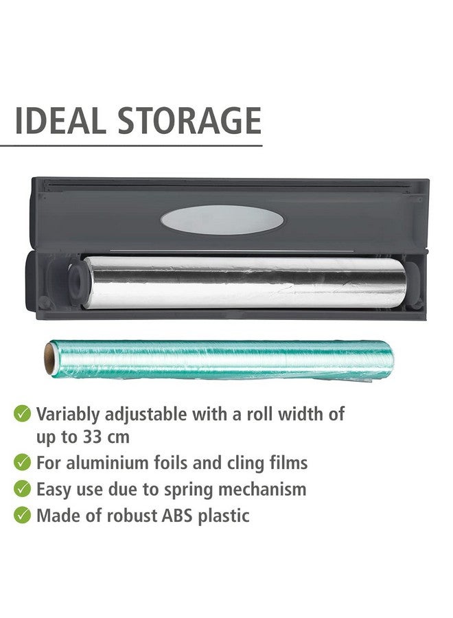 Wenko Plastic Wrap Dispenser With Cutter Cling Film Holder Refillable Aluminum Foil Wrap Dispenser With Slide Cutter For Kitchen Organization 14.96 X 2.05 X 2.64 In Gray - Image 4