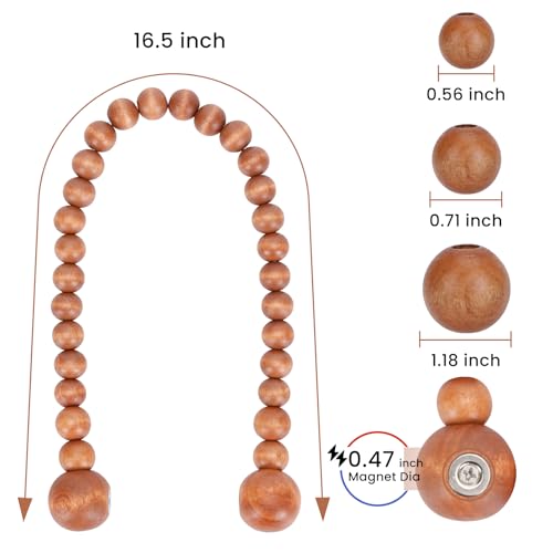 KLOGTSIND Magnetic Curtain Tiebacks, Curtain Tie Backs for Curtains 2 Pack, Wood Bead Curtain Tiebacks, Curtain Holders for Boho Bedroom Decor, Baby Nursery Decor, Farmhouse Decor - Image 3