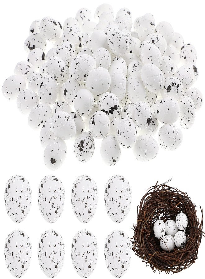 PRETYZOOM 100pcs Artificial Bird Eggs - Fake Foam DIY Easter Decorations for Photo Props, Crafts, Garden Bird Nest Decor, Party (White) - Image 1