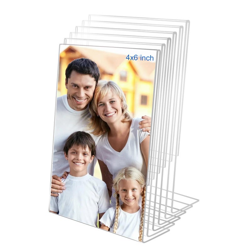 Bolidery 4x6 Acrylic Picture Frames  Set Of 6 Clear Acrylic Frameless Transparent Frame Gift for Desktop Display  Vertical Standing Picture or Display Sign Holder with Inserts for Home Office - Image 1