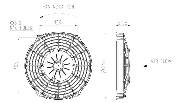 SPAL Fan 9x10 Inches Push S-Blade 12 Volt 225MM Diameter - Image 3