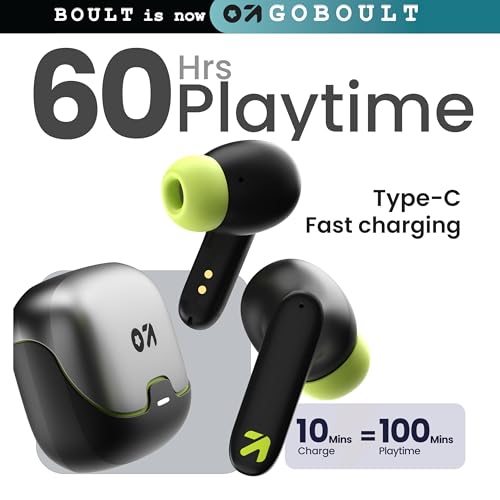 GOBOULT Z40 True Wireless in Ear Earbuds with 60H Playtime, Zen™ ENC Mic, Low Latency Gaming, Type-C Fast Charging, Made in India, 10mm Rich Bass Drivers, IPX5, Ear Buds TWS (Black) - Image 4