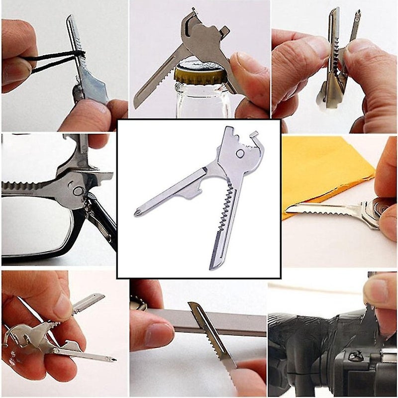 6 In1 Utili-key Keychain Keyring Multi Tool Stainless Edc Screwdriver Opener - Image 1