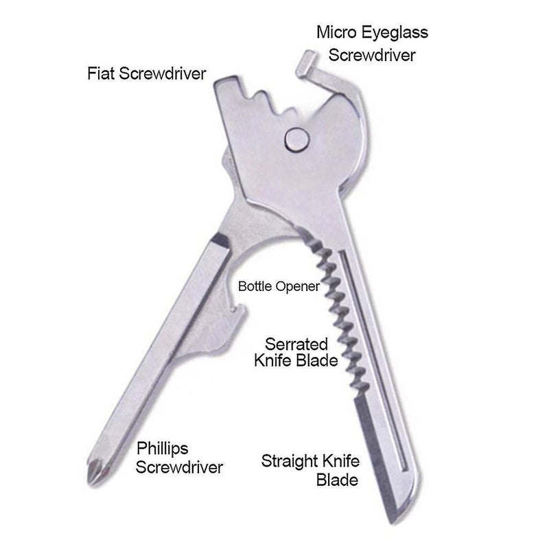 6 In1 Utili-key Keychain Keyring Multi Tool Stainless Edc Screwdriver Opener - Image 4