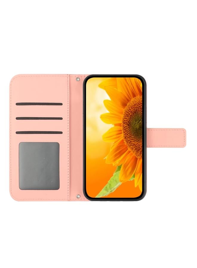 S-TOP Case For OPPO A54 5G/A74 5G/A93 5G/A93S 5G Skin Feel Sun Flower Pattern Flip Leather Phone Case with Lanyard - Image 3
